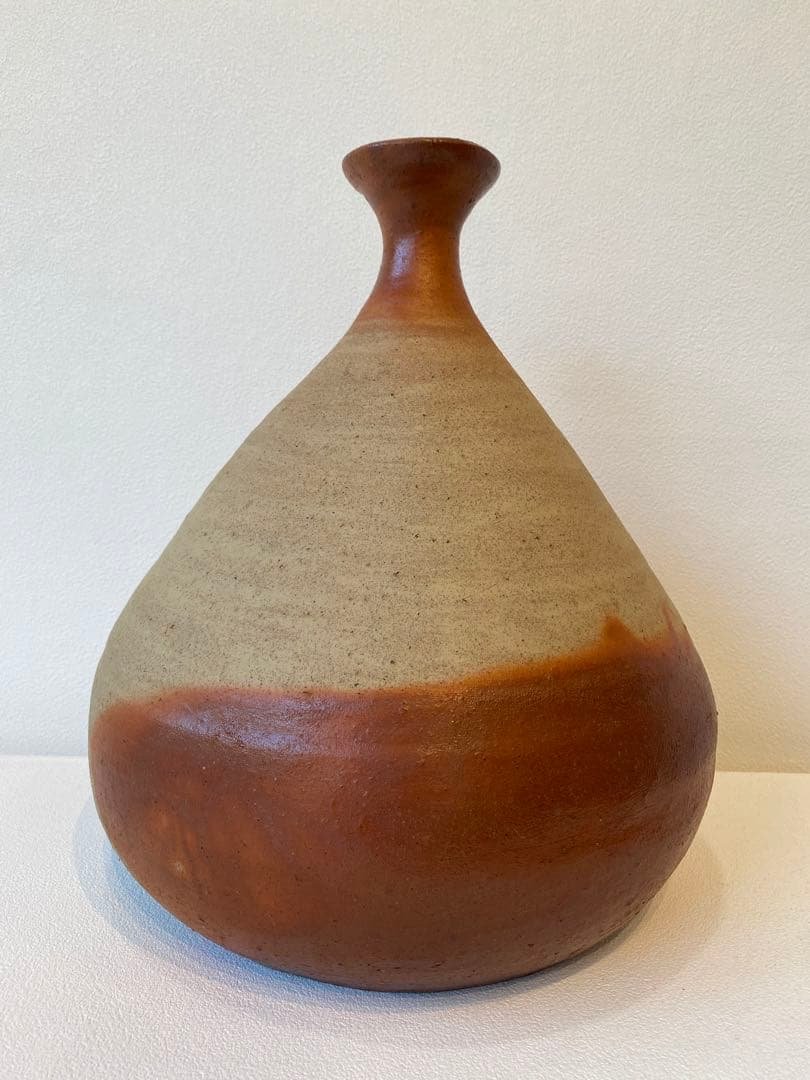 備芸会展 備前焼「火襷花入」小山一草 共箱 備前焼