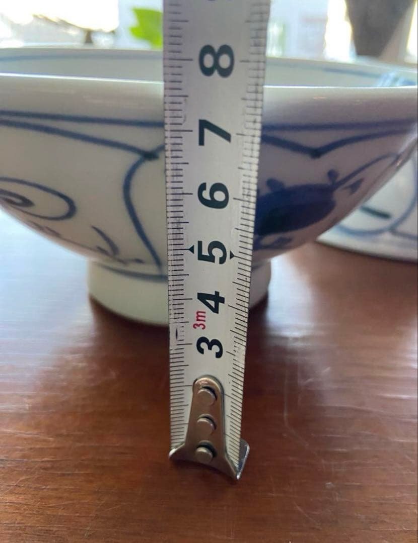 砥部焼　砥部窯　青い手描き模様の陶器飯碗　丼　7個