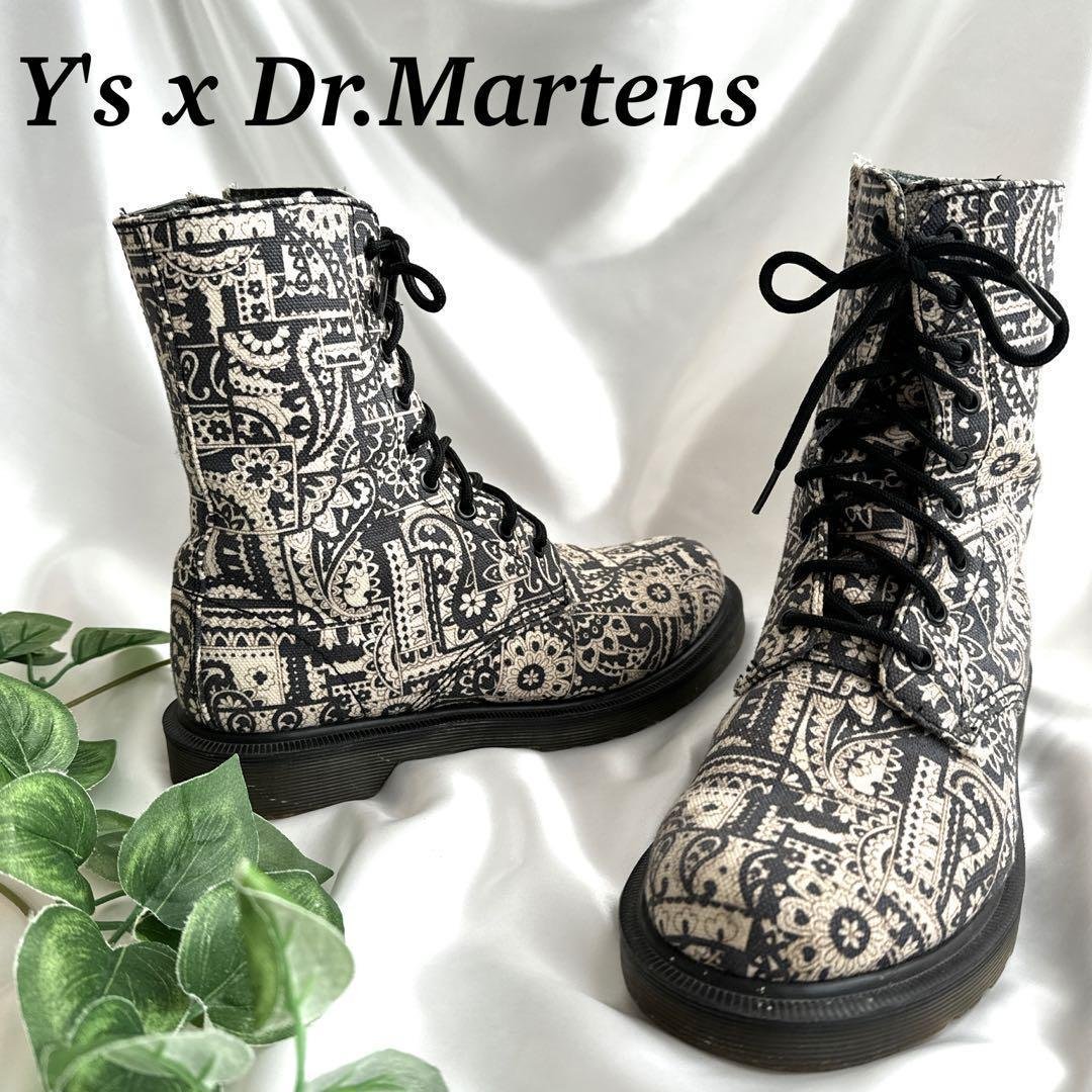 コラボ　希少　ドクターマーチン　ワイズ　総柄　9ホール　サイドジップ　ブーツ