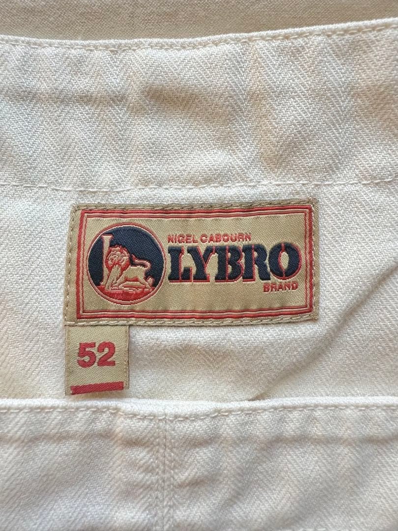 Nigel Cabourn LYBROオーバーオール ヘリンボーン　52 白