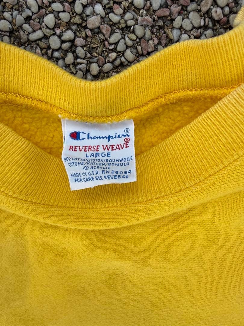 90s champion リバースウィーブ　usa製　イエロー　フェード
