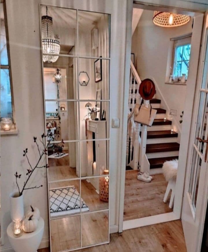 姿見　格子　12枚ミラー　海外風　大型ミラー