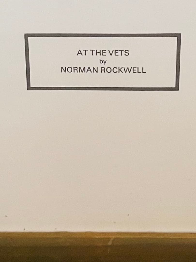 80s ビンテージ ポスター 額装 ノーマンロックウェル 動物病院の待合室