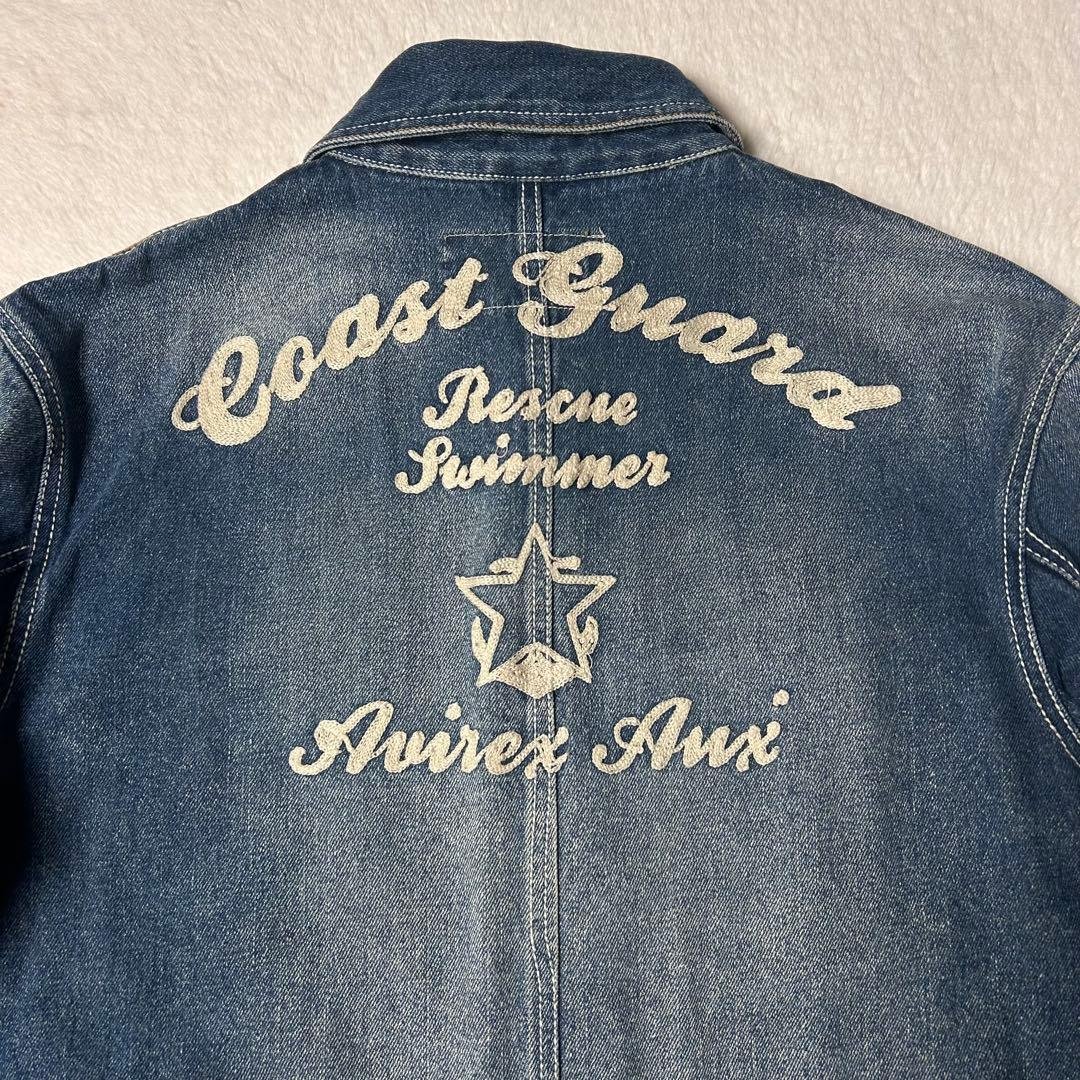 アヴィレックス AVIREX デニム オールインワン ツナギ チェーン刺繍