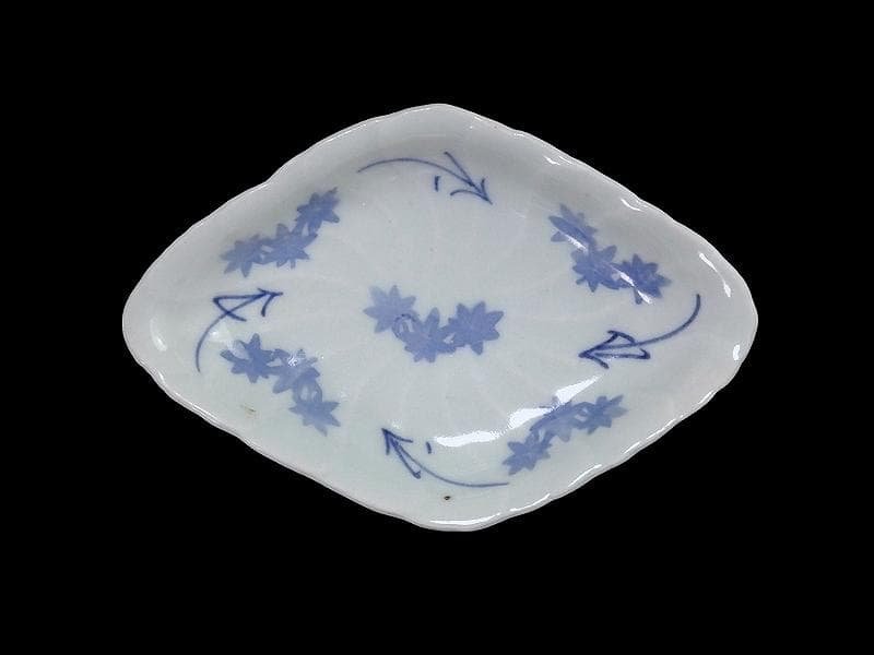 古伊万里　こんにゃく印判　紅葉の図　菱形変形小皿　江戸中期　A346AS-CWr