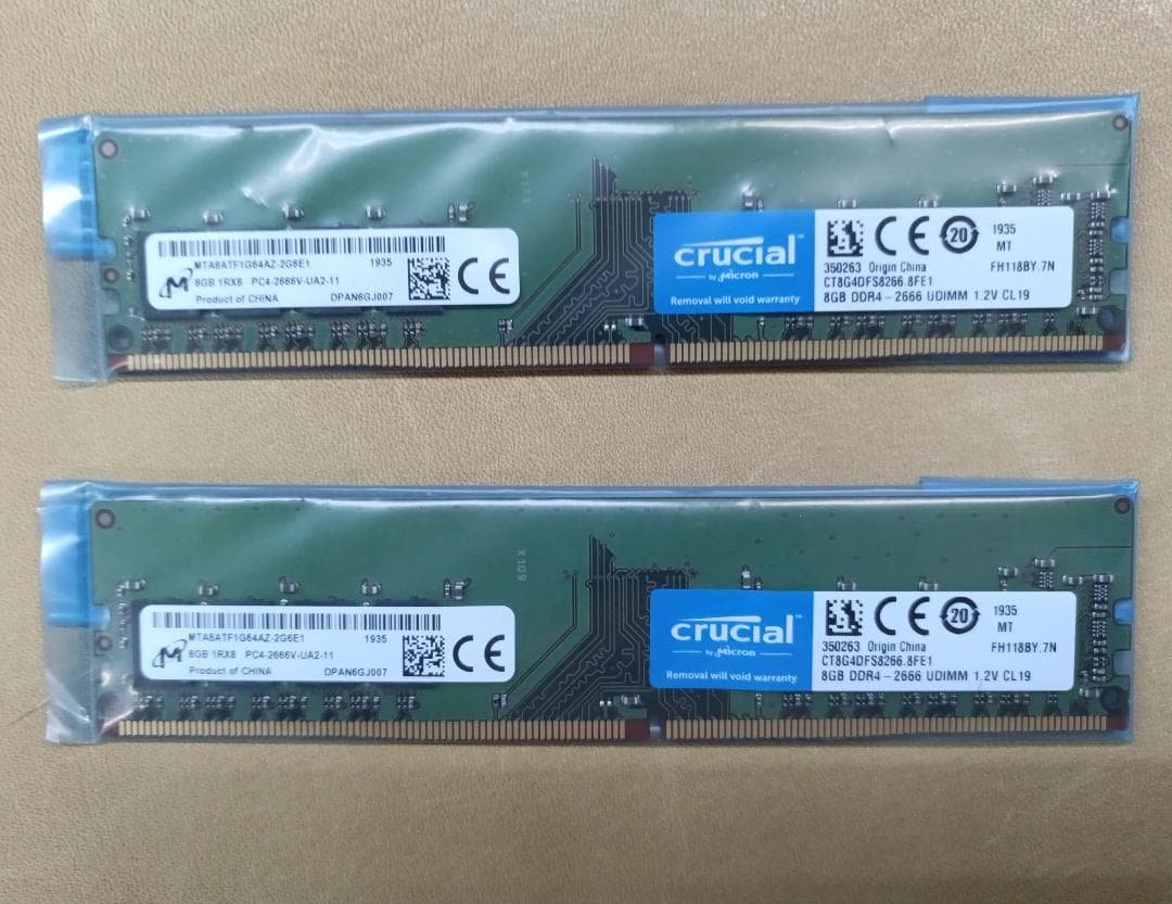 Crucial DDR4-2666 8GBx2 デスクトップ用メモリ